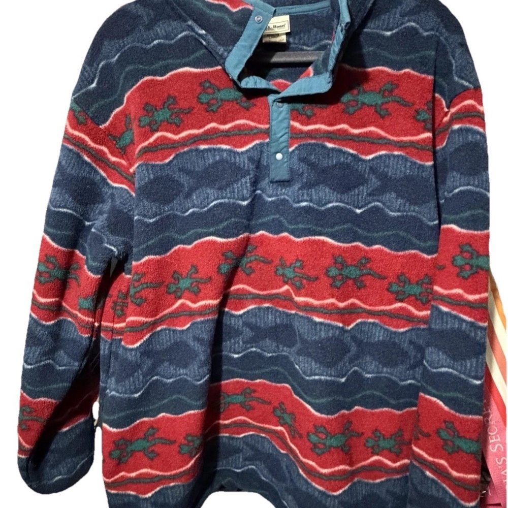 LL Bean Women’s Fleece 1/4 Snap Pullover Vintage Made In USA jacket sweater